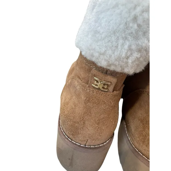 Sam Edelman Franc Suede Hiking Platform Wedge Booties Faux Fur Trim Size 6.5 - Image 5