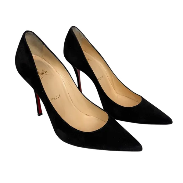 Christian‎ Louboutin Pigalle 100 Black Suede Pumps Stiletto Heels Size EU 37 - Image 2