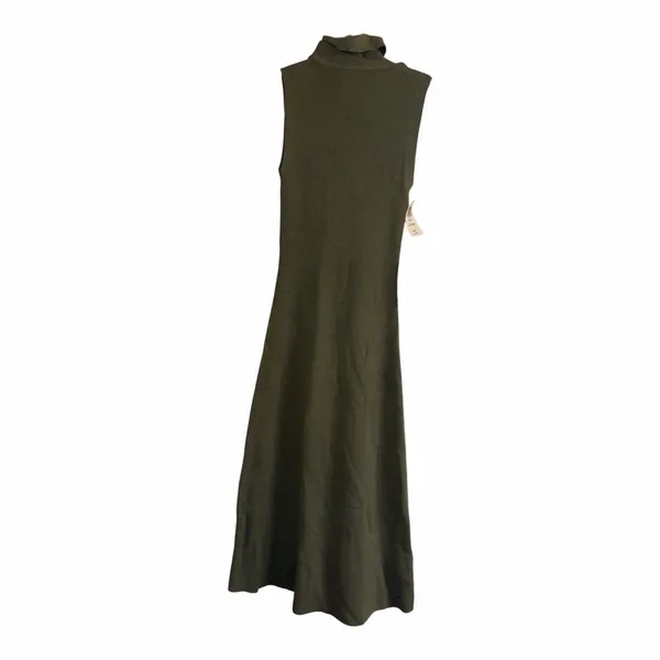 ✨Aritzia Wilfred Olive Green Sleeveless Ribbed Turtleneck Midi Sz XS Dress✨ - Image 6