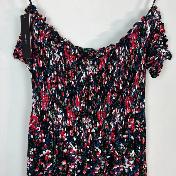 Lulu's‎ Maxi Dress XL Black Floral Off the Shoulder Maxi Side Slits Romantic New - Image 10