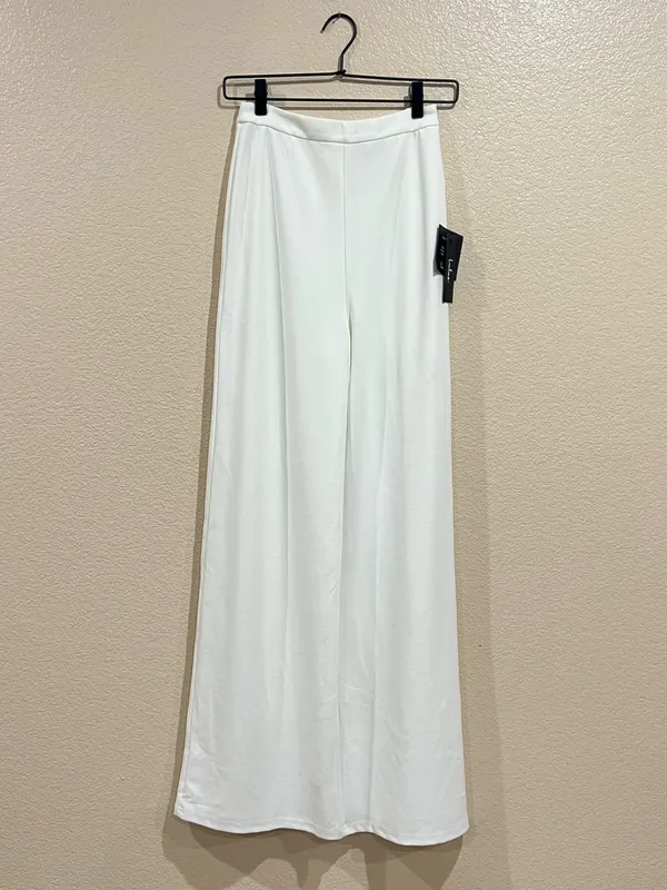 Lulus White Wide Leg Get Dressed Up Lined Pants NWT Size Small - Image 7