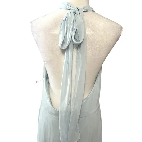 After Six Maxi Dress Halter Style Backless High Neck Chiffon Light Blue 14 NWOT - Image 7