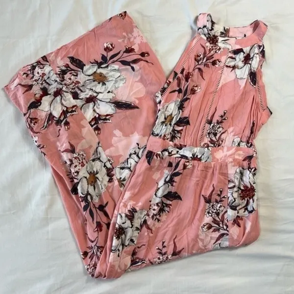 Floral Pink Maxi Dress Small High Neck Front Splits Fairy Cottagecore Whimsical - Image 2