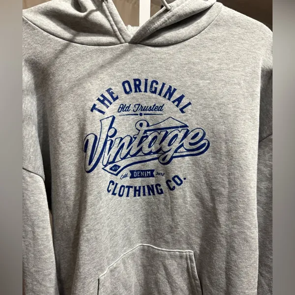Gray “The Original Vintage” Graphic Hoodie‎ Unisex Sz L - Image 3