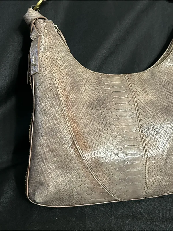 Liz Claiborne Women’s Taupe Textured Hobo Shoulder Bag Purse - Image 3