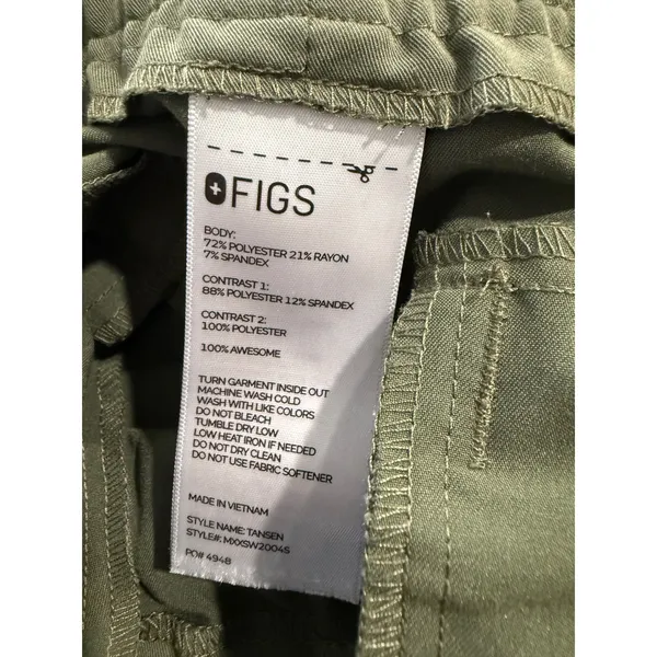 FIGS Tansen Jogger Scrub Pants Olive Green Technical Collection XL‎ - Image 7