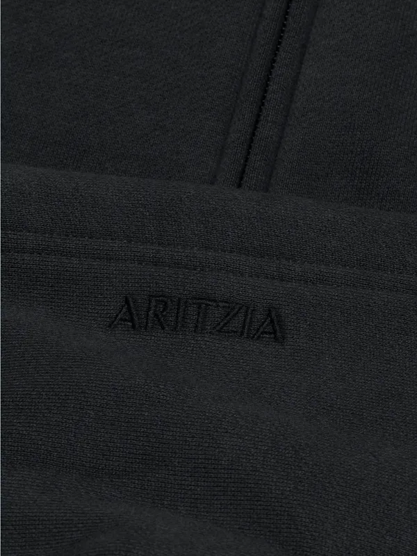 Aritzia Cozy Sweatfleece Boyfriend Boxy Zip Hoodie black relaxed fit size xl NWT - Image 6