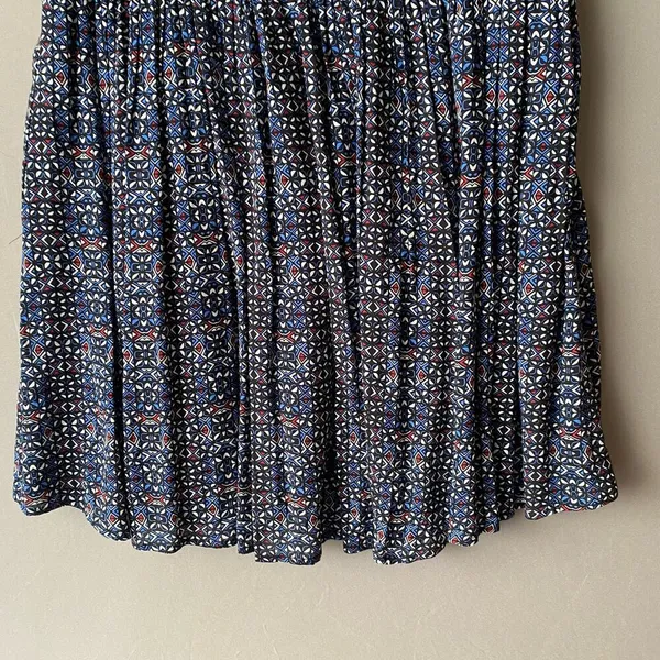 Free People Rayon Boho Beachy Relaxed Geometric T-Back Mini Dress Small‎ Blue - Image 8