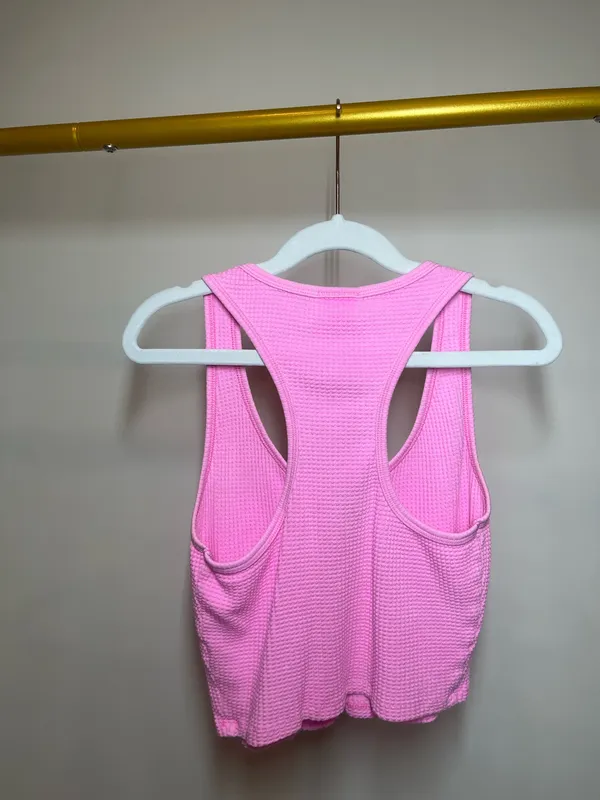 Aerie pink waffle knit tank top in XS #activewear #waffle - Image 2