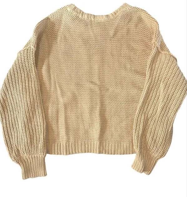 Free People Women's Dream Cable Crew Tan - Image 5