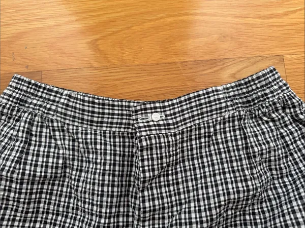 aerie Black & White Gingham Lace-Trim Shorts - Image 4