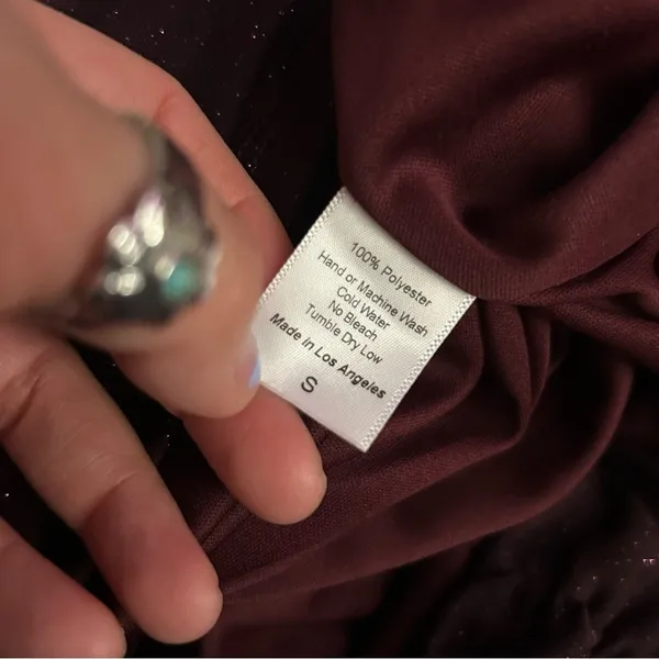 Lucy in the Sky Maroon Glitter‎ Sparkle Spaghetti Strap Bodycon Mini Dress Small - Image 6