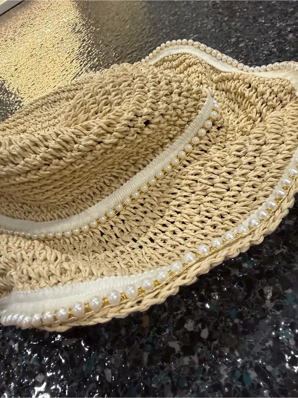 Straw Hat Women’ Wide Brim Summer Handmade Woven Sun Bucket Breathable Beach Hat - Image 2