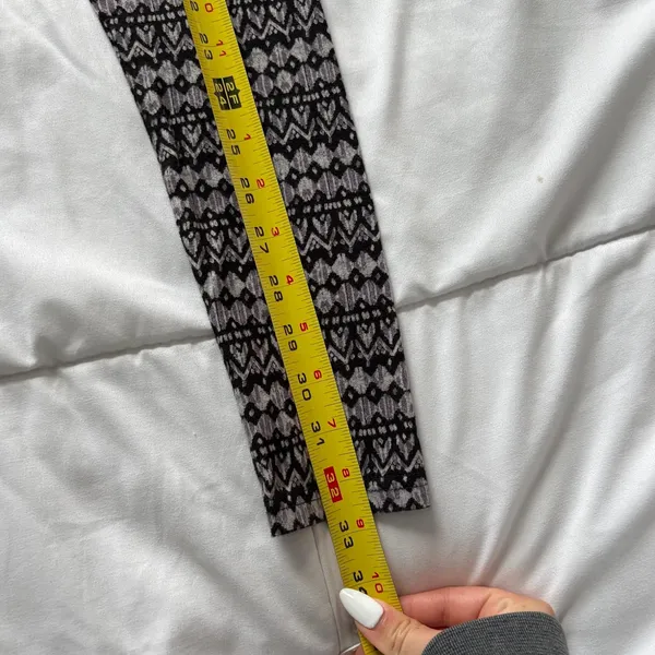 Garage Geometric Fair Isle Print Leggings Black Grey White XS Tribal Cotton - Image 2