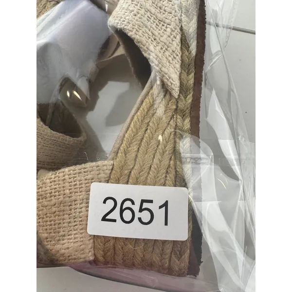 UGG Australia Raffia Wedge Sandals‎ Espadrille Peep Toe Ankle Tie Beige Size 6 - Image 9