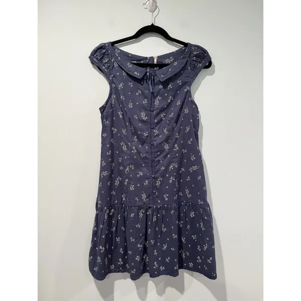 Free People x Revolve Beasley Mini Dress Womens XS Navy Floral Twee Coquette - Image 3
