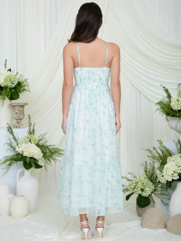Floral Spaghetti Strap Corset Midi Dress Medium - Image 3