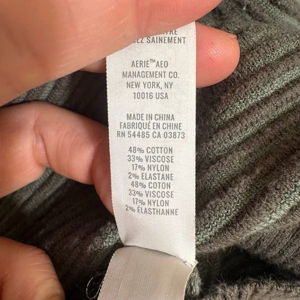 Aerie OFFLINE Ribbed Brown Green Fall 1/4 Zip Sweater Large - Image 5