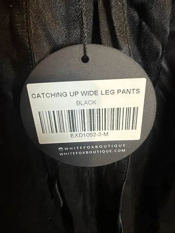White fox Catching Up Wide Leg Pants Black‎ Size Medium NWT - Image 5