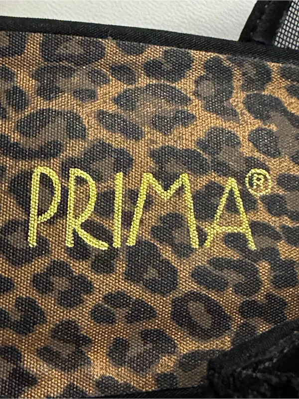 Prima Black Mesh Block Heel Sandals Leopard Print Footbed Size 7M Y2K - Image 7