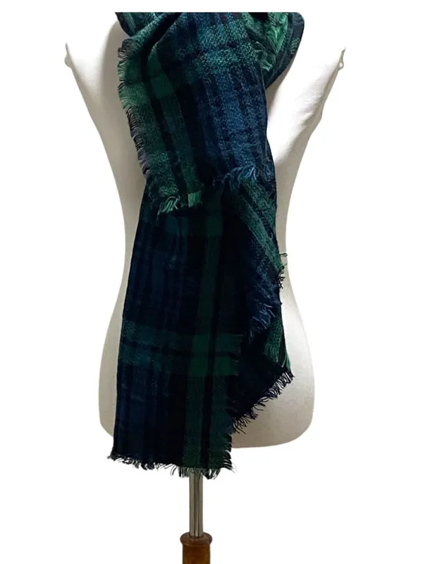 ModCloth Tartan Plaid Blanket Scarf Green One Size Preppy Coastal Academia Fall - Image 6