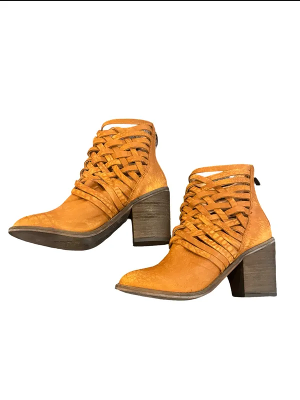 Free People Women's Carrera Leather Tan Strappy Zip Ankle Boots $198 EU 38 US 8 - Image 7