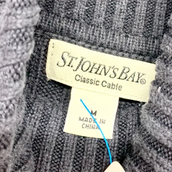 St. Johns Bay Classic Cable Turtleneck Womens Size M Navy‎ Blue Sweater Cotton - Image 3