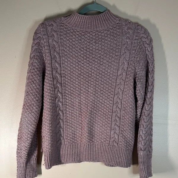 Abercrombie & Fitch Lilac Cable Knit Sweater - Image 7