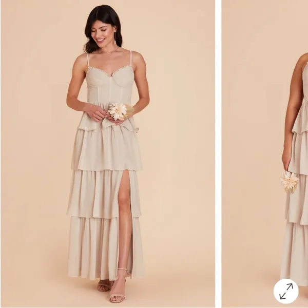 Birdy Grey Lola Dress Chiffon Classic Champagne size L - Image 2