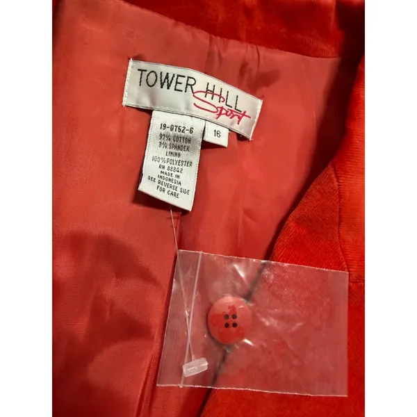 NWT Vintage Tower Hill Sport Blazer Women 16 Red Orange Corduroy Single Button - Image 3