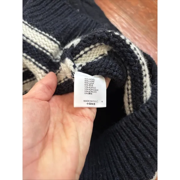 Brandy Melville Varsity Navy V-Neck Nikki Sweater Wool Blend Academia Medium - Image 6