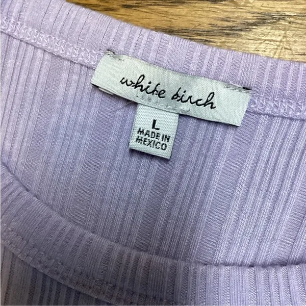 White Birch Lavender Ribbed High Neck Tank Size L - Image 8
