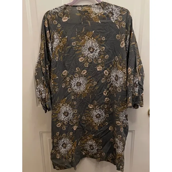 Madewell Grey Floral Cotton Robe Cardigan Duster Open Front Medium‎ Boho - Image 6