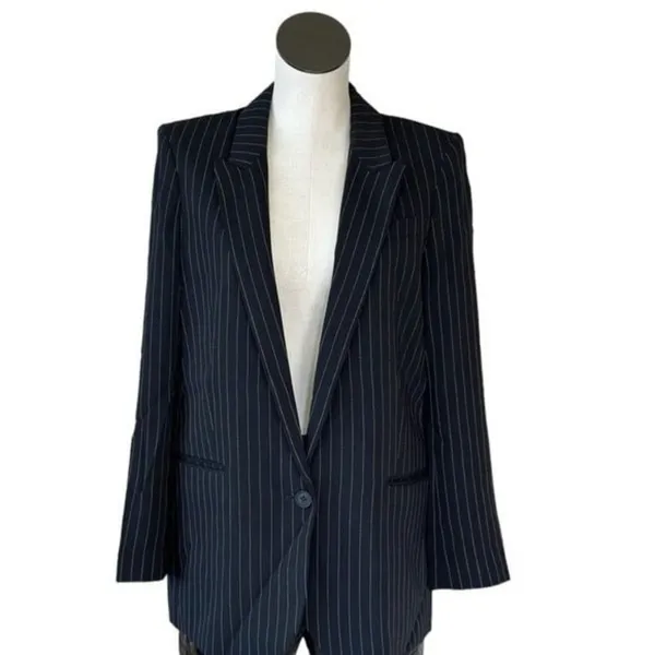 NWT EXPRESS Striped Relax Fit One Button Blazer Medium Black Medium - Image 2
