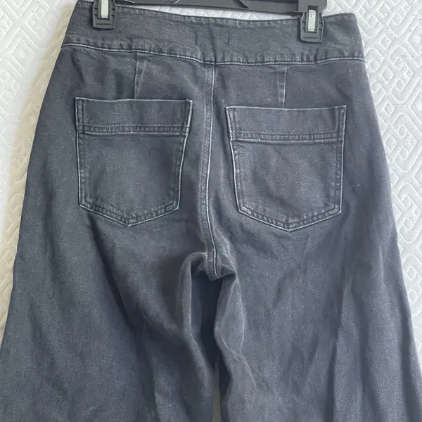 Express High Rise Wide Leg Trouser Jeans Sz 6 R Gray Denim Grunge Edgy Utility - Image 5
