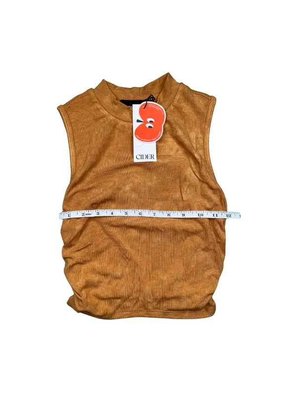 Cider Brown Ruched Sleeveless Mock Neck Top XS NWT - Image 4