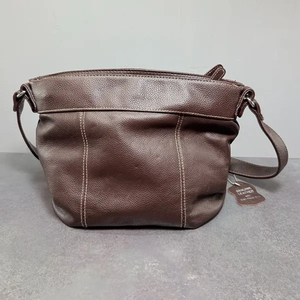 Patchwork Hobo Shoulder Bag Genuine Leather Brown Tan Small - Image 2