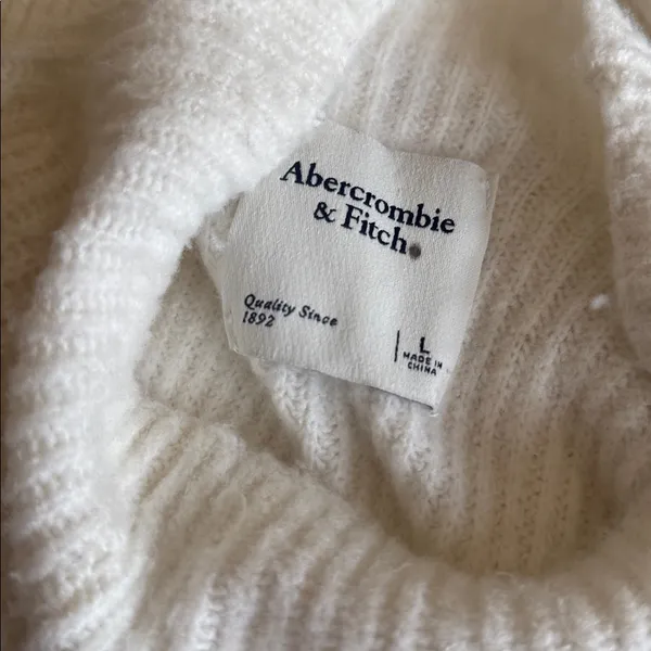 NWOT Abercrombie & Fitch Mock Neck Sweater Knit Dress L Large White - Image 6