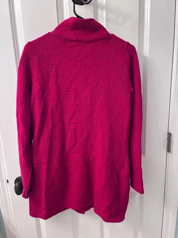 Lauren Ralph Lauren Bright Red Textured-Knit Sweater Jacket - Image 4