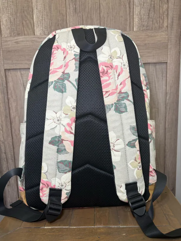 Floral/Gray Canvas Backpack Pink - Image 2