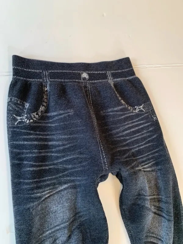 Women’s XS / Small Faux Black Denim Stretch Leggings Lounge Pants - Image 2