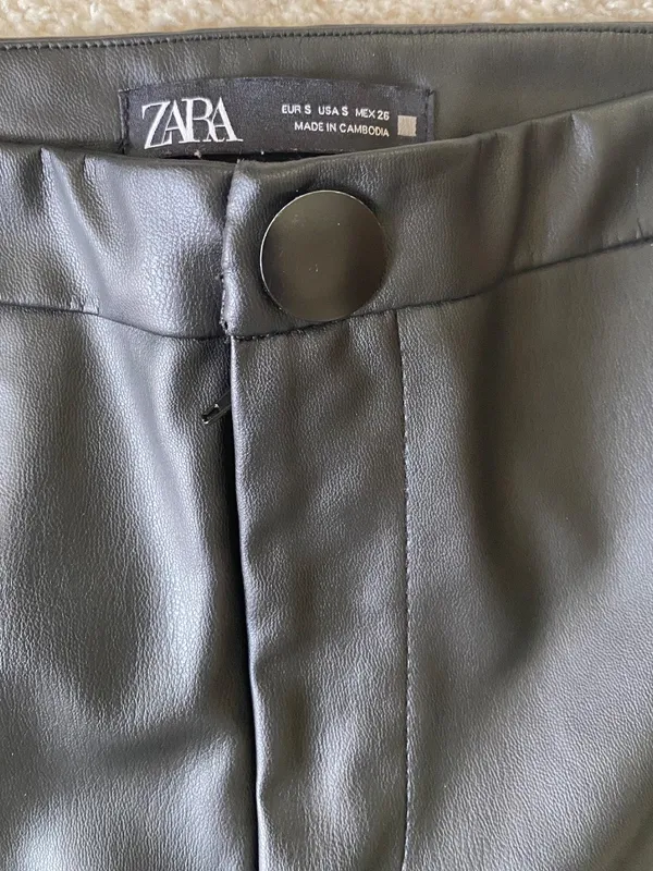 Zara Moto Pants Women’s Size Small Black Faux Leather Skinny Leg High Waist - Image 2