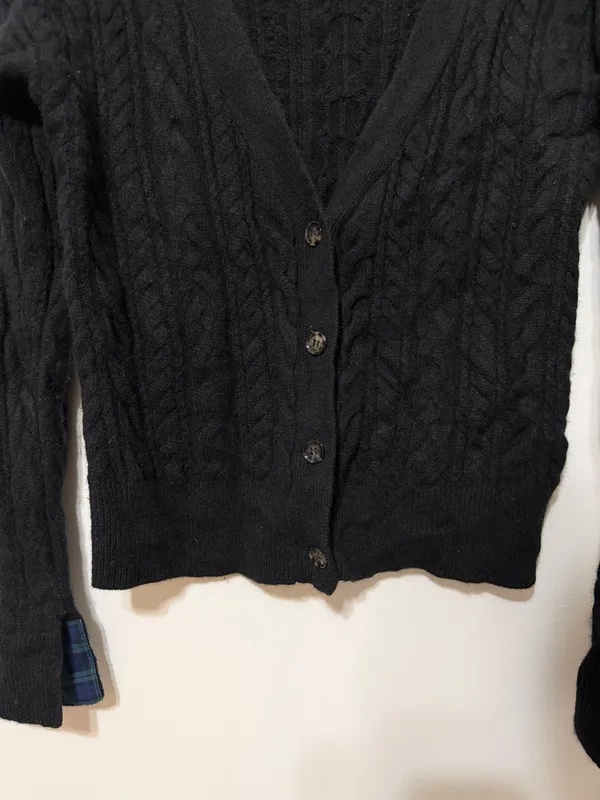 Vineyard Vines Cable Knit Cashmere Cardigan Sweater Size Small Black - Image 5