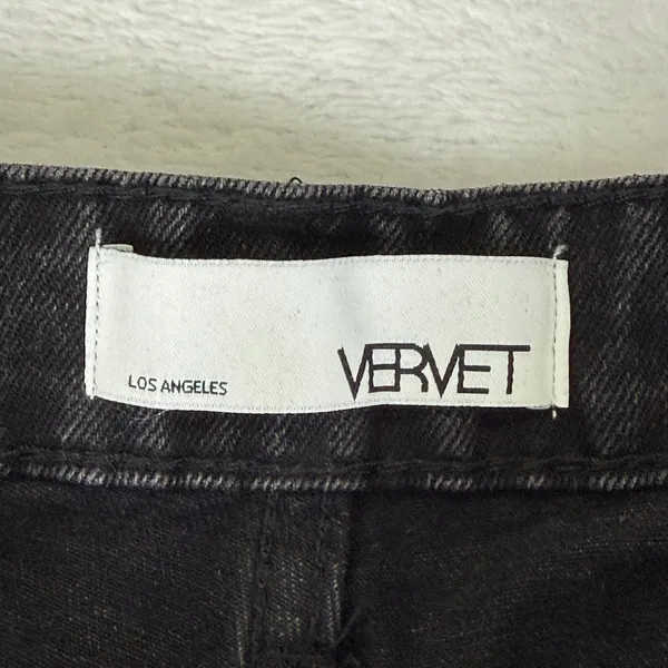 Vervet Olivia Wide Leg Jeans Washed Black High Rise Distressed Raw Hem Size 25 - Image 8
