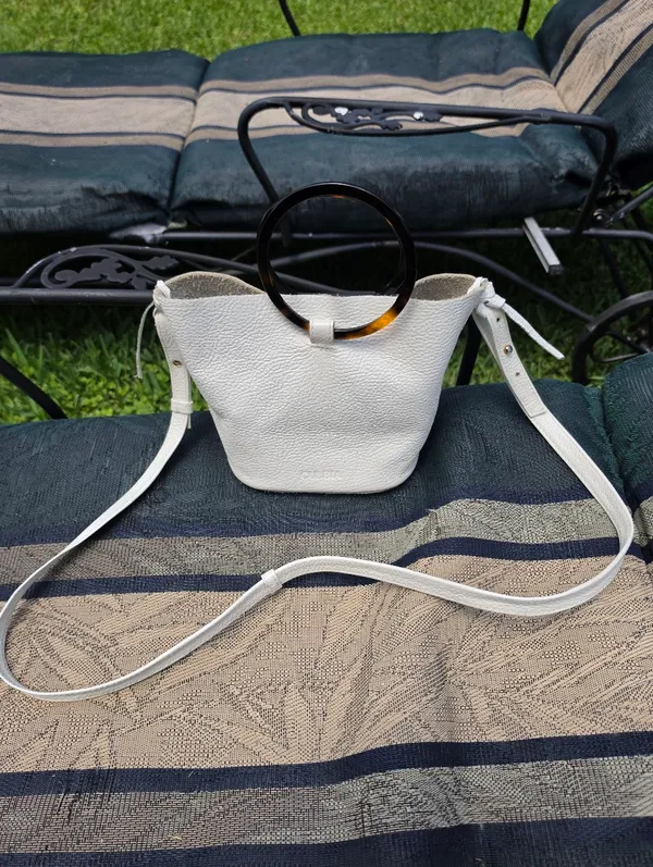 Culbia Small Leather White Handbag Purse With Crossbody Adjustable Strap - Image 2