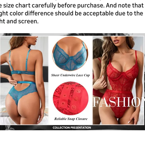 Sexy Lingerie Bodysuit Lace Teddy Snap Crotch V Neck Cut Out One Piece Babydoll - Image 10