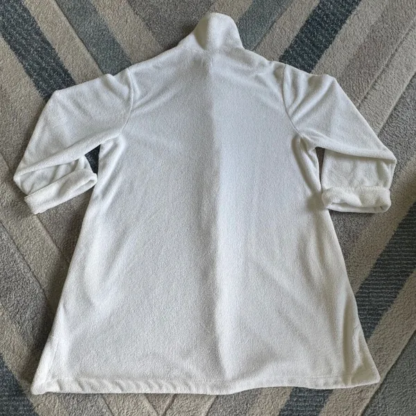 Aria White Terrycloth Robe Muumuu Floral Embroidered XL Grandmacore Cottagecore - Image 7