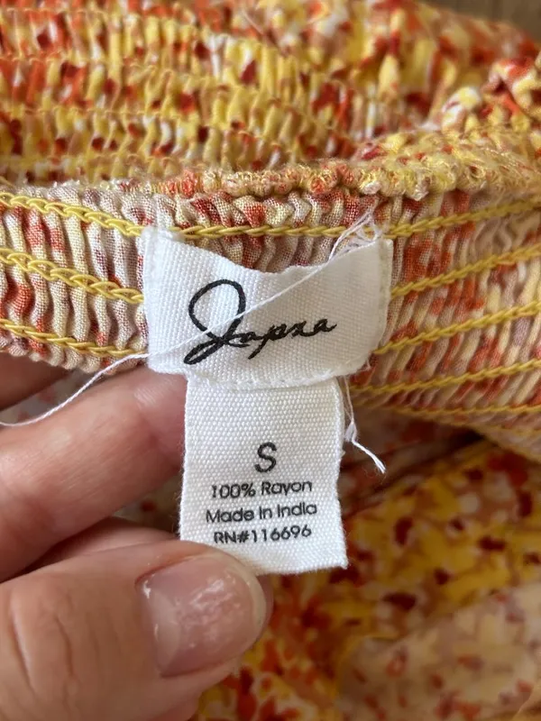 Japna Orange Patterned Dress - Size Small - Image 3
