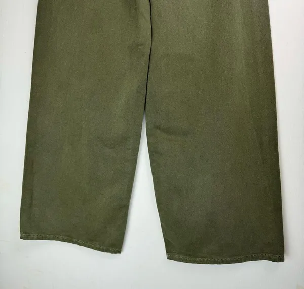 NWT ZARA Wide Leg Cropped Jean Pants Sz 0 Army Olive Green High Rise - Image 12