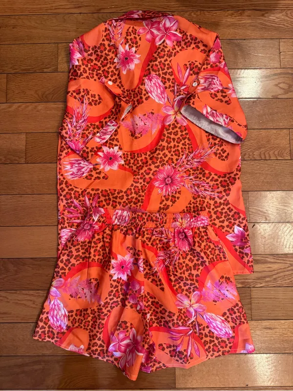 Tropical Resort Shorts Set – Bold Floral & Leopard Vacation Set Size S NWT - Image 6